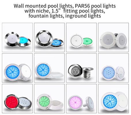 Płaska smukła żarówka basenowa LED PAR56 Wypełniona żywicą 18W 35W RGB Biały kolor